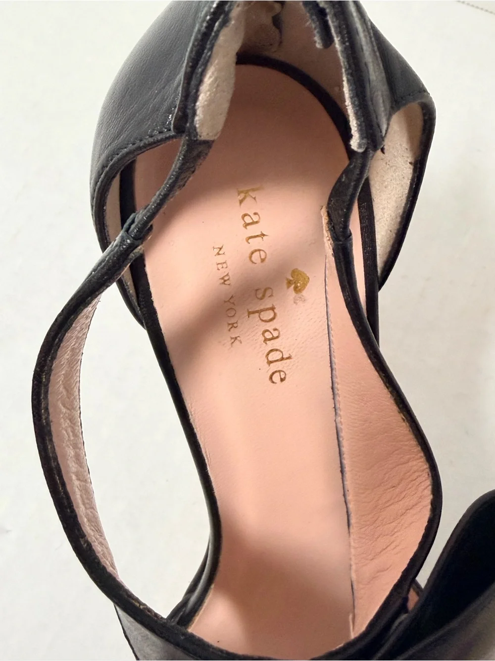 kate spade Black Leather Bow T-Strap High Heel Sandals